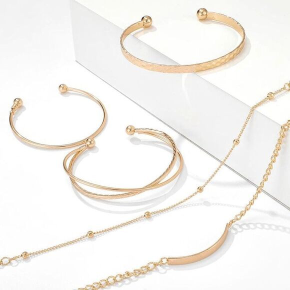 2/$21 Ladies Golden 5 Piece Bracelet Set - Picture 5 of 9